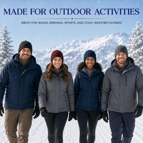 Image of YACHT & SMITH Winter Beanies, Bulk Cold Weather Thermal Warm Stretch Skull Cap, Mens Womens Unisex Hat