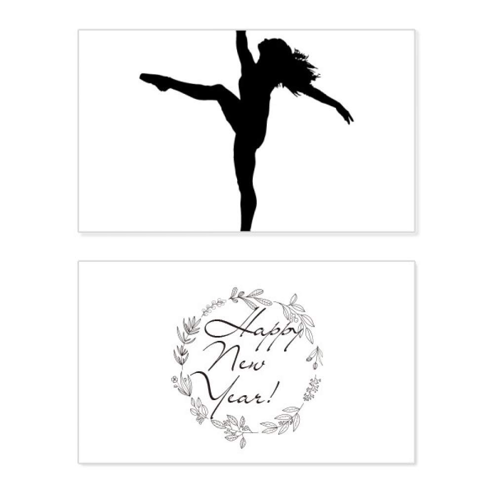 Tarjeta conmemorativa de Año Nuevo con diseño de bailarín y texto de bendición 5