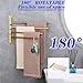 GERZWY Wall Mount Bath Towel Rack with 4 Arms Hanger Towel Holder Bathroom Swing Arm Towel Bars Organizer Stainless Steel Gold Finished HYG04-BE