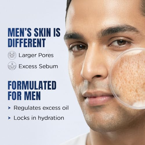 Image of The Man Company Moisturising Gel Cream for Men | 80 ml | With Niacinamide, Glycerin & Squalane | Lightweight Oil-Free Face Moisturizer | 24-Hour Hydration | Controls Excess Oil | Non-Sticky Formula | Strengthens Skin Barrier | All Skin Types