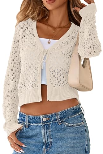 SimpleFun Cropped Crochet Cardigan for Dress...