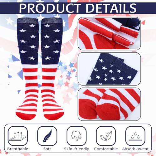 Panitay 12 Pcs Sport Accessories 6 Softball Soccer Socks 6 Glitter Eyeblack Stickers for Youth Women Adult Sports Supplies(Star,Red White Blue)2