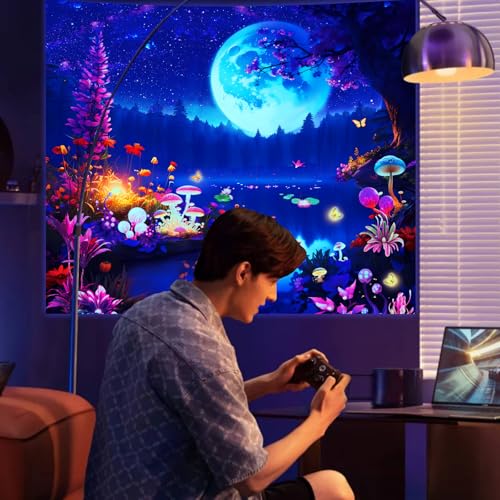 Apdidl Blacklight Posters Moon Forest Tapestry For Bedroom Aesthetic thumb #2