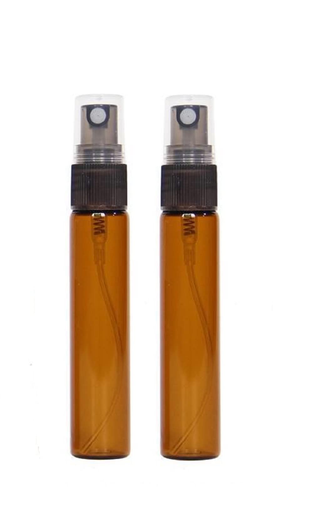 Cmj Amber 2 X 10Ml Glass Spray Bottles Atomiser Travel Perfume Liquid Sample Atomizer Black Lid Uk Seller