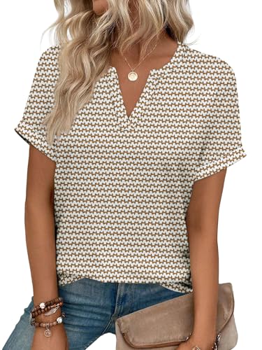 Image of WIHOLL Womens Blouses Spring Tops Short Sleeve Shirts Dressy Casual Summer Vacation Fashion Clothing 2026