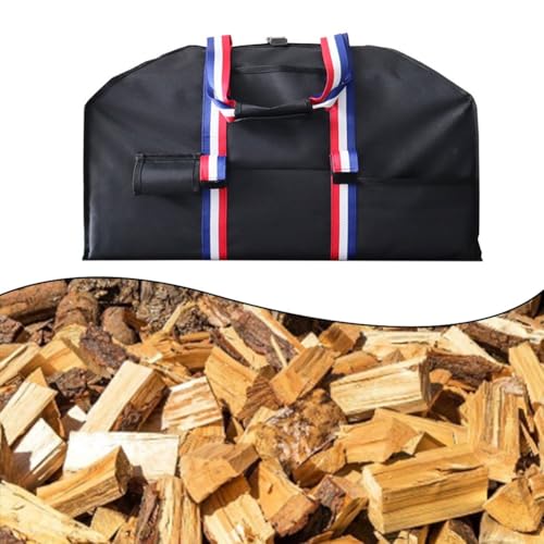 Auratrove Bolsa de leña, almacenamiento de madera Oxford 600D con múltiples bolsillos para hachas, portador resistente para camping, chimenea, uso en interiores y exteriores, 24 x 12 x 10 pulgadas