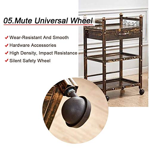 planken Bar Serveerwagen Catering Trolley Tafel Keuken Wijnopslagwagen Industriële Vintage Stijl Eenvoudig te monteren… - Afbeelding 6
