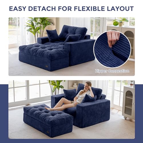 Image of MAXYOYO Sectional Sofa Couch and Chaise Lounge, L Shaped Modern Cloud Couch with Ottoman, Comfy Sofa with Layered Cushion, Tufted Upholstered Sleeper Chair for Living Room, No Assembly Required