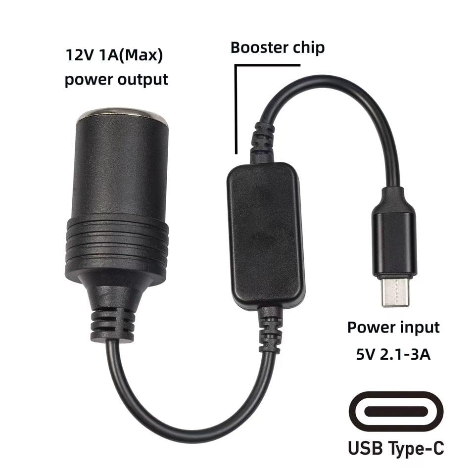 Image of BKN USB Type C 5V to 12V Car Cigarette Lighter Socket Female Converter Step up Cable for Driving Recorder GPS for Driving Recorder, Electronic Dog, Car Charger and Other Automotive Equipment