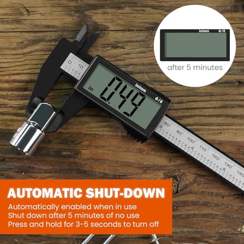 Image of Digital Caliper, Upgraded Calipers 6 inch, Measuring Tool, Electronic Ruler, with Large LCD Screen, Auto-Off Feature, Inch and Millimeter Conversion, Perfect for Household DIY (1 pcs)