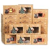 Sunolga 24pcs Christmas Cookie Boxes with Window, Christmas Treat Boxes for Gift Giving Holiday Xmas...