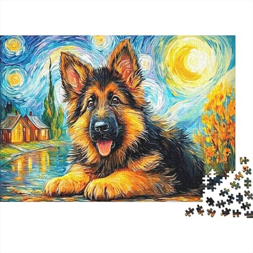 Puzle de pastor alemán de 1000 piezas estilo Van Gogh, un reto artístico de 70x50 cm 2
