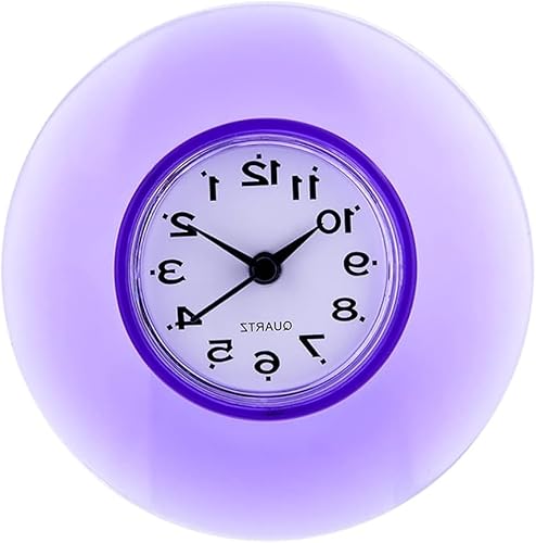 置き時計 防水時計 インテリア お風呂用 バスルーム(紫の)