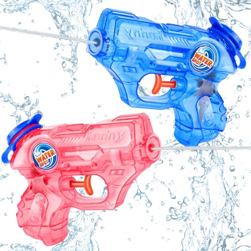 Water Gun for Kids Toddler: 2 Pack Mini Water Guns Squirts Small Soaker Pistol Super Blasters with Trigger for Boys Girls Summer Swimming Pool Beach Water Outdoor Fighting Party Bath Ideas Gift Toys
