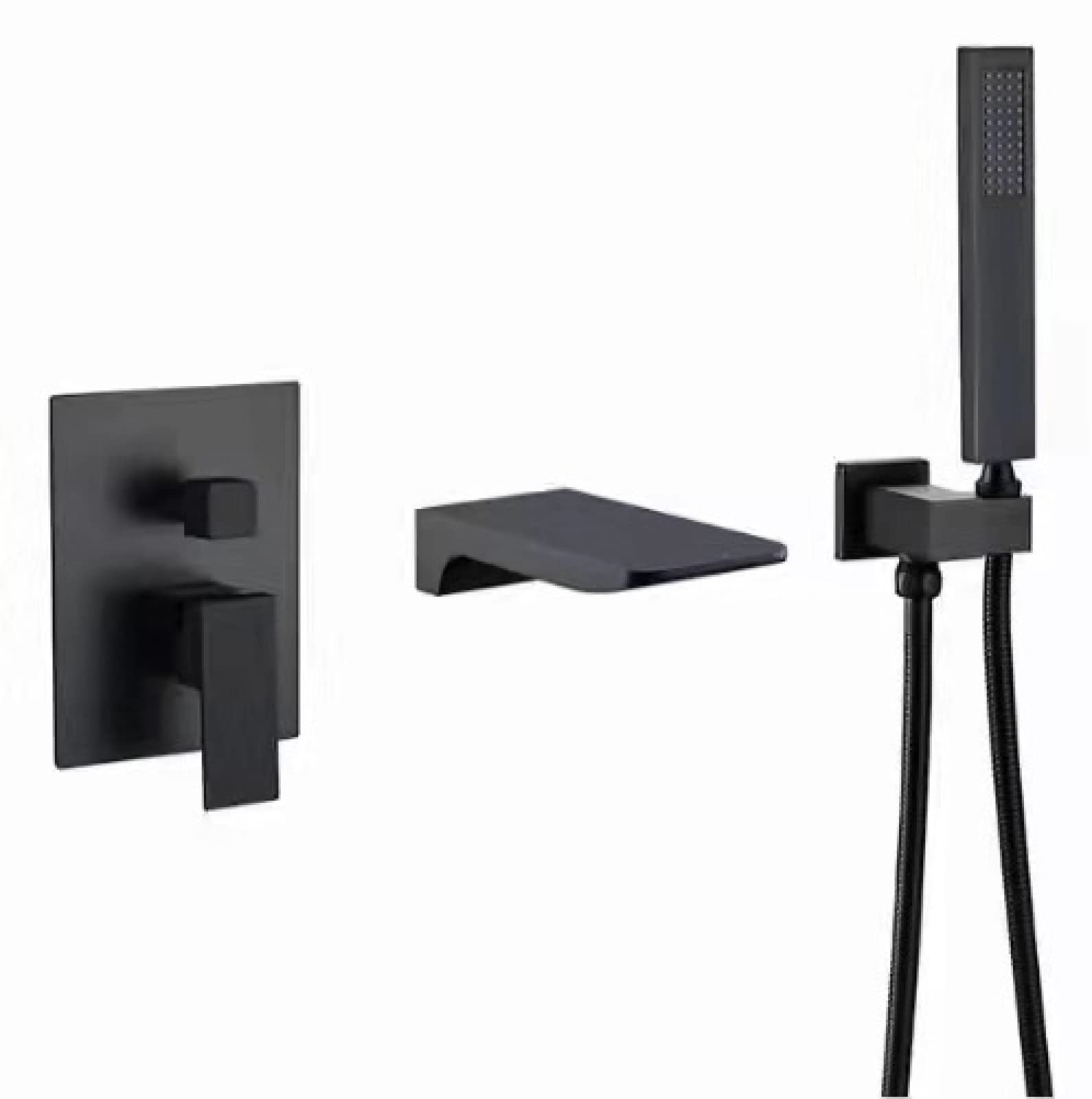 OZBMA All-Copper Concealed Bathtub Faucet Into The Wall Cylinder Side Shower, Pressurized Shower Set, Elegant Black