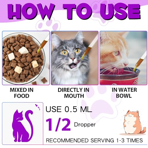 Cat Multivitamin,15 in 1 Cat Vitamins Liquid Drops Supplements for Heart Health, Bones, Joint, Skin & Coat, Bladder, Immune System Support 60ml - Image 3