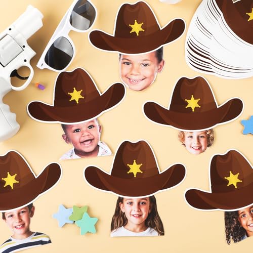 Image of gisgfim 80Pcs Western Cutouts Wild West Cowboy Cowgirl Hat Decorations Bulletin Board Rodeo Party Paper Cut-Outs Classroom Decor for DIY Craft Photo Wall Back to School Kindergarten Party Favor Supply