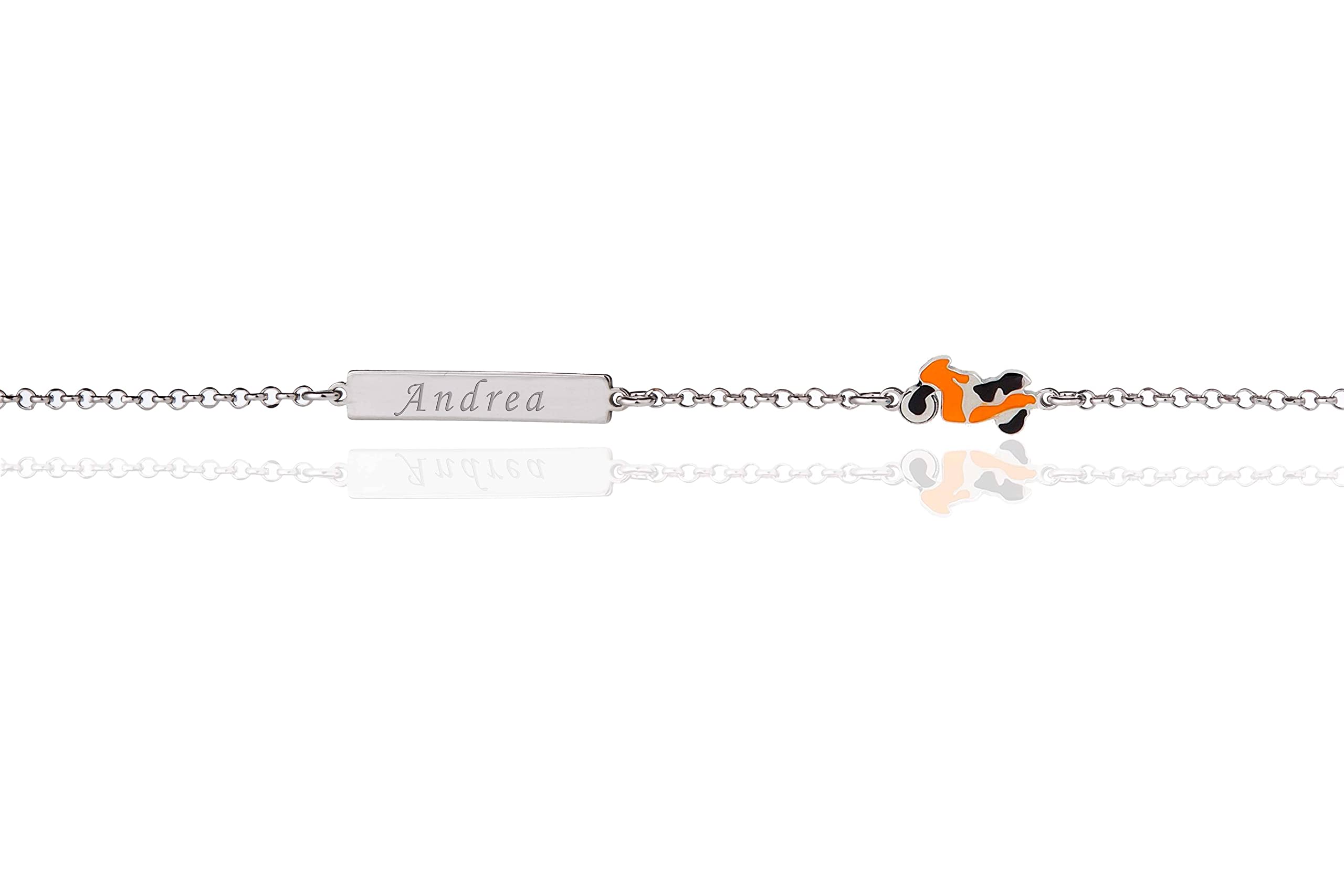 Bracelet en Argent 925 Gravée pour Enfants Moto Émaillée Boîte Cadeau