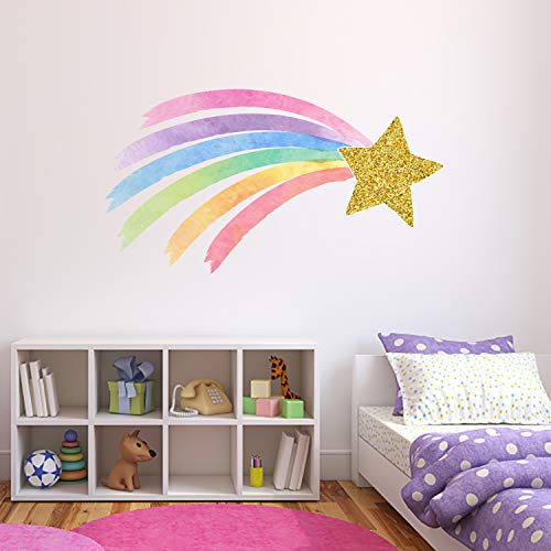 Vinilo Decorativo Unicornio Acuarela Arcoíris 32x18 in