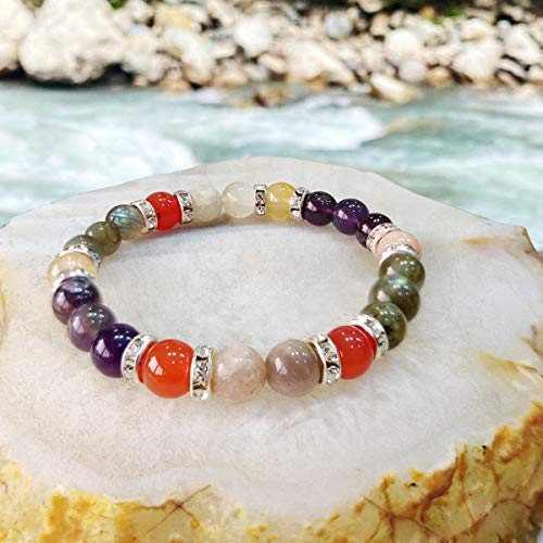 Image of Shubhanjali Crystal Elastic 8mm Stretch Customized Bracelet for Men and Women-(Standard,Multicolor)