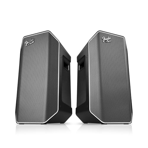 Teufel Fender x ROCKSTER AIR 2 Tragbarer Bluetooth-Speaker Stereo-Set - Leistungsstark Mobiler Event Speaker, bis 58 Std. Akku, Akku, Powerbank, Instrumentenanschlüsse, DJ, Mikro (Black & Steel)