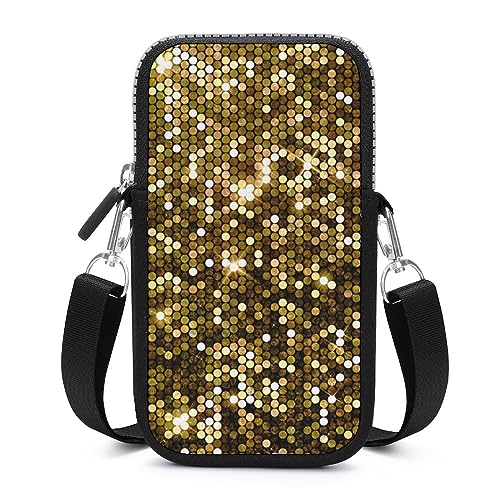 Pochette portefeuille paillettes d'or pour ne plus perdre son téléphone portable