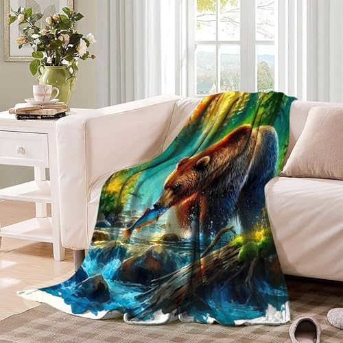 Couverture microfibre ours brun plaid lit chaud et doux pour chambre ado - 4