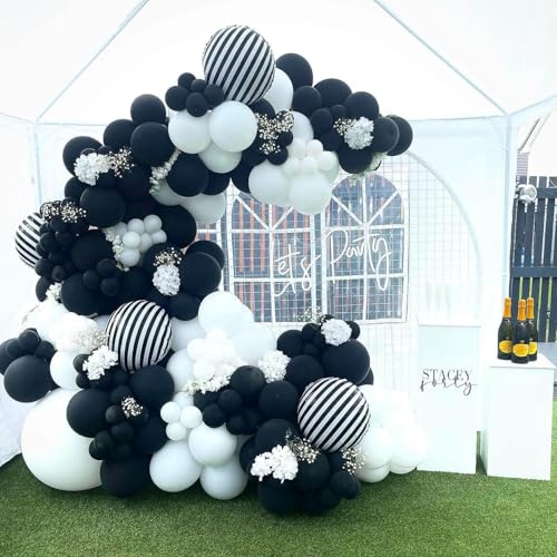 Lhoavwe 10 STRIPE SKULL 18 Inch Black White Striped Balloons Halloween Striped Balloons thumb #2
