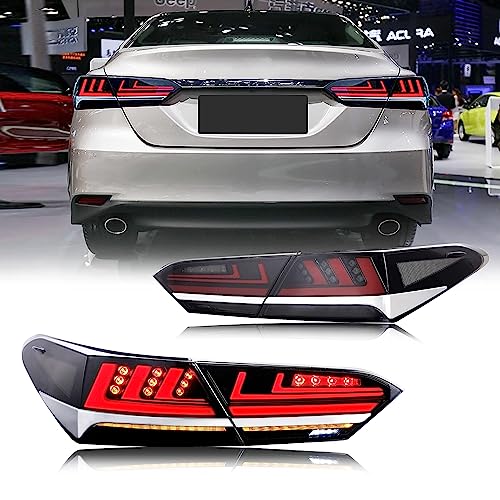 inginuity time LED Tail Lights For Toyota Camry 2018 2019 2020 2021 2022 2023 Rear Lamps Start Up Animation DRL Brake Turn Signal Assembly (Smoked)