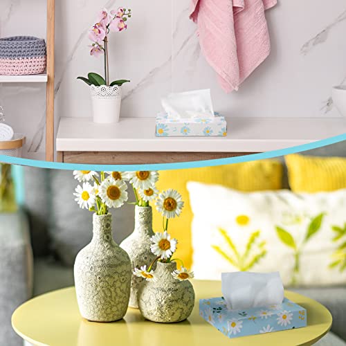 Image of Yinder 24 Packs 960 Sheets Tissue Cube Car Facial Boxes Disposable Facial Travel Tissues Holder Soft Watercolor Boxes 2 Ply 40 Sheets for Wedding Household Car Kitchen Bathroom(Fresh Daisy)