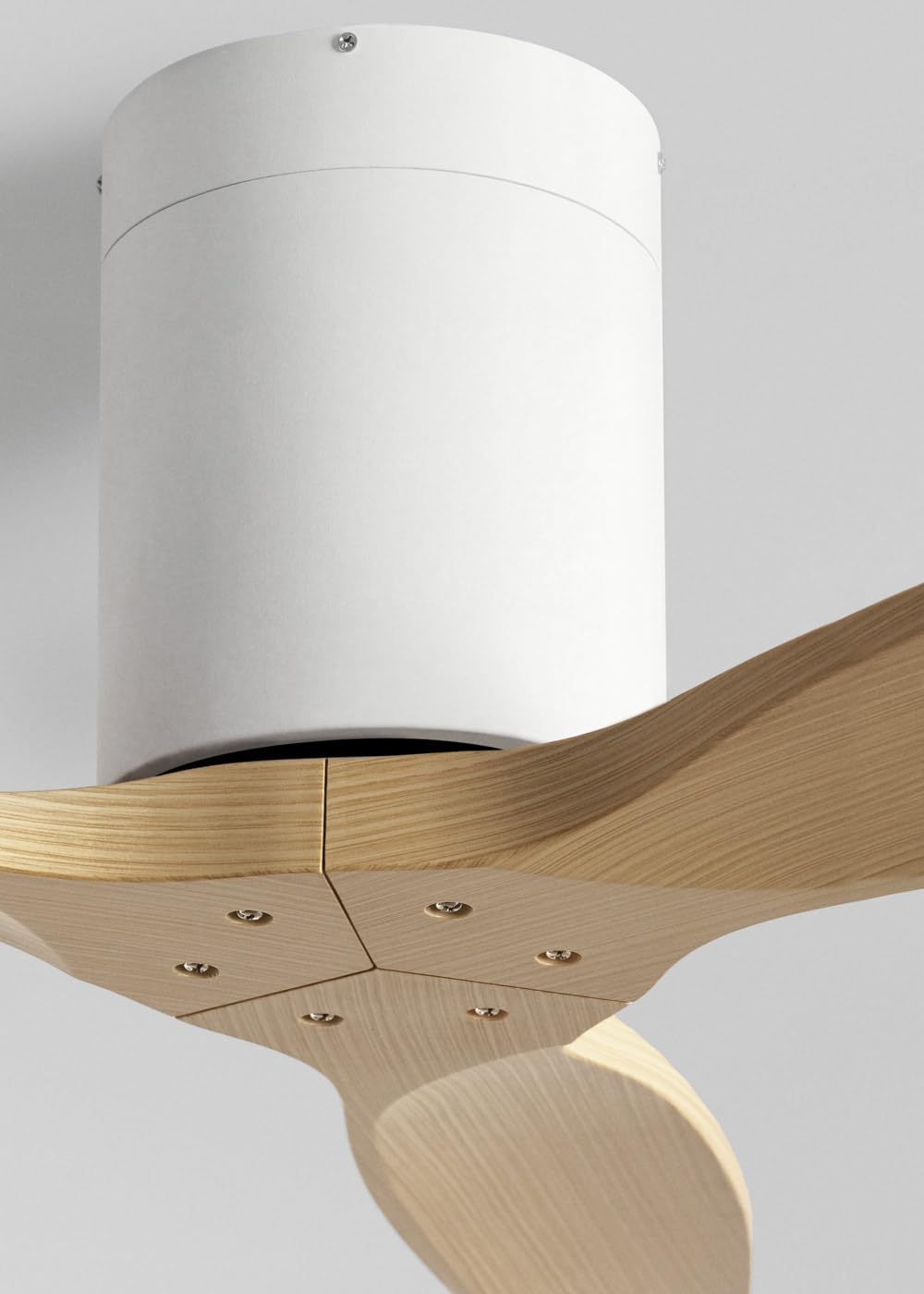 CREATE / WINDCALM S/Ventilatore da soffitto ABS bianco pale effetto legno chiaro con telecomando / 40W, Silenzioso, Ø112 cm, 6 velocità, temporizzatore, funzione estate-inverno