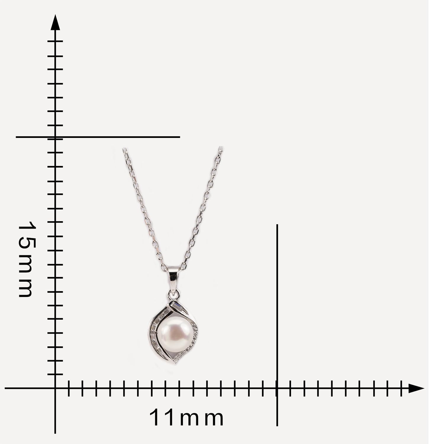 Sterling Silver Pearl Necklace with Freshwater Pearl Pendant