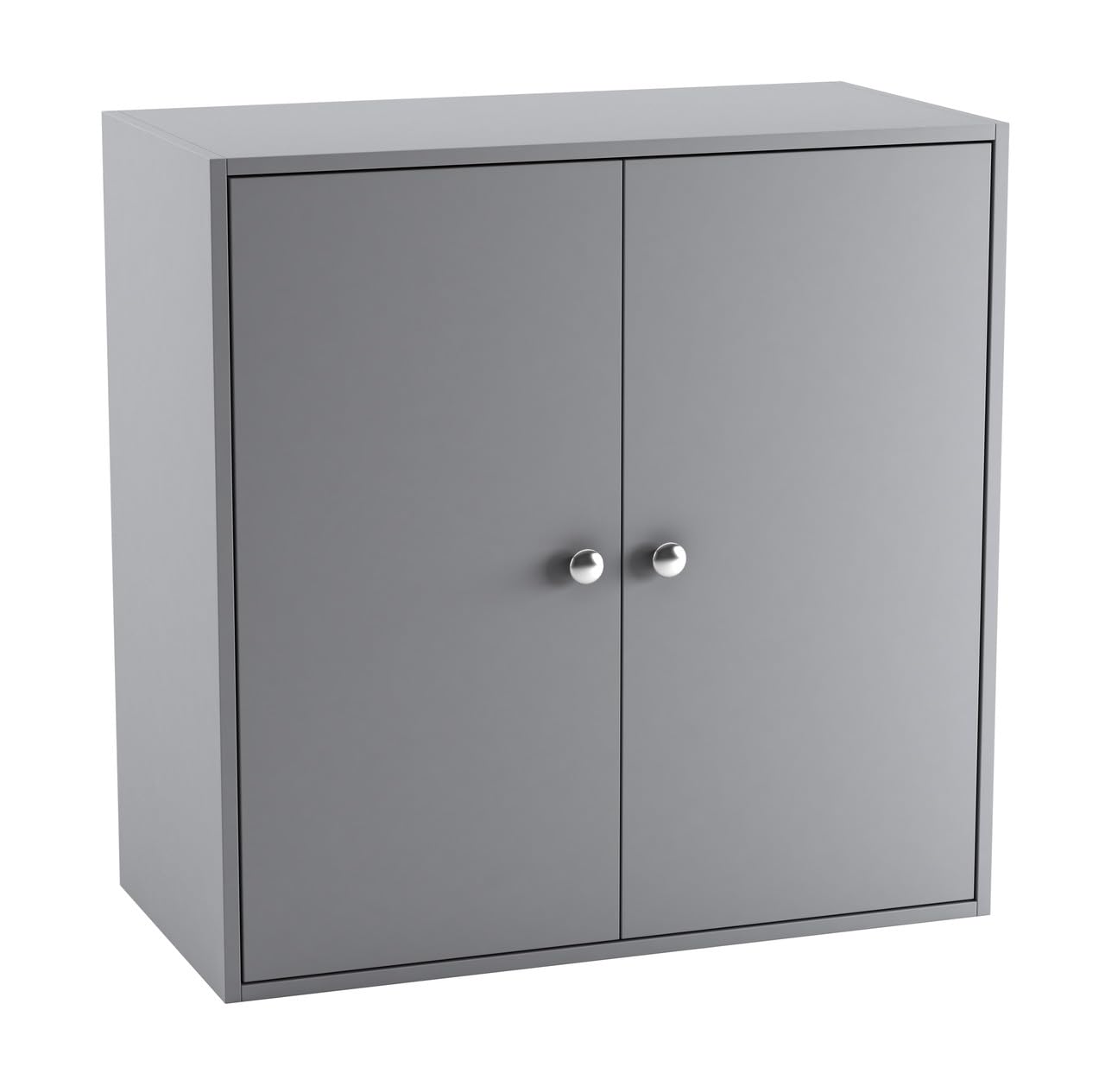 URBNLIVING 2 Tier Wooden Storage Cabinet Cupboard with Shelves Optional Doors Bedroom Bedside Unit Living Room Hallway Furniture (Grey)