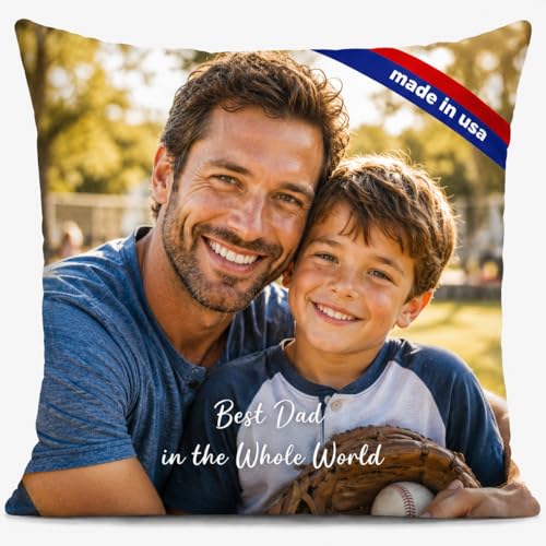 Bemaystar Personalized for Dad Custom Pillow Cover with Picture Custom Dad Gifts from Daughter Son Wife Soft Throw Pillow Cover for Husband Grandpa Made in USA(No Insert)