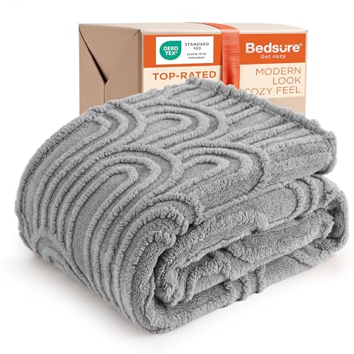 Bedsure GentleSoft Light Grey Throw Blanket for Couch - Super Soft & Cozy Summer Blankets for Women, Fluffy Fleece Throw for Girls, for Women Men, Ideal for Room, Home Decor, 50x60 Inches