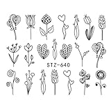 Tamaño: 6.4 * 5.3cm QSDFG 1pcs Fantasy Nail Art Water Sticker Simple DIY Modelo Manicure Foils Decoraciones de uñas Herramienta de uñas