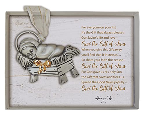 Cathedral Art Abbey & CA Give Jesus Ornamento en caja de regalo de cinta blanca, plata Cover