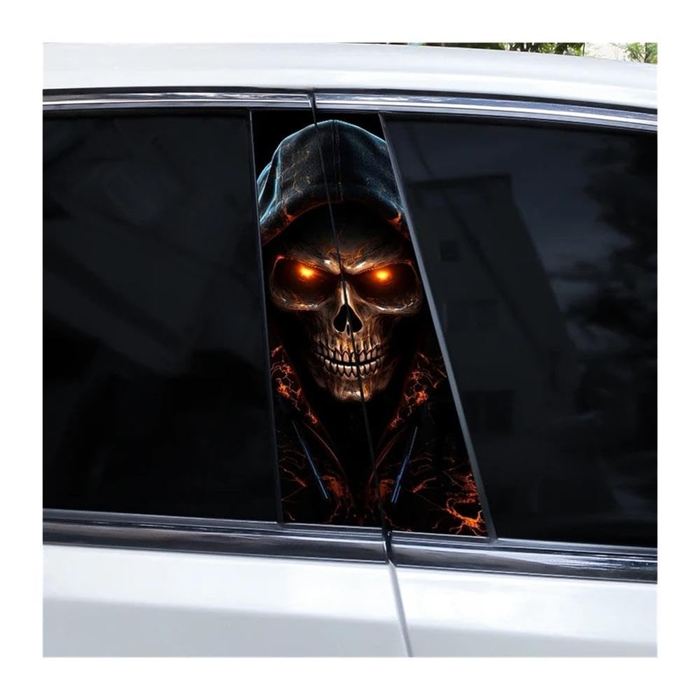Bertdcx Type A Skull Car Window Pillar Sticker Door Vinyl Auto Parts(Type A)