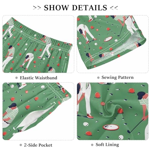 ALAZA Play Golf Ball Green Pajama Shorts Elastic Waist Casual Sleep Shorts with Pockets Size 6-143