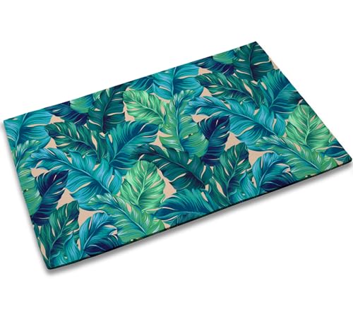 TUBAMQ Welcome Green Tropical Leaves Doormat Indoor Outdoor Patio Door Mats Non-Slip Durable...