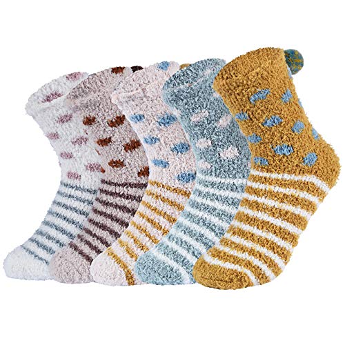 Fuzzy Fluffy Socks Winter Slipper Socks for Women Men Warm Cozy Crew Casual Socks Comfy Knit Socks for Birthday Christmas