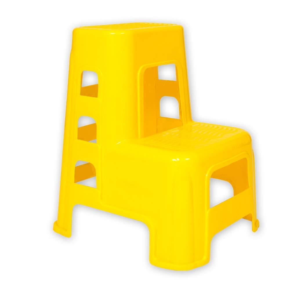 step stool ladder Step Stool Two-Layer Ladder, Car Washing Anti-Skid Safety Stepped Design Household Lad(Yellow)