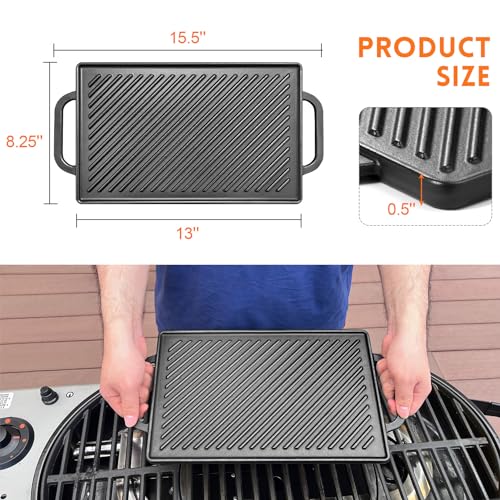 Ggc Cast Iron Reversible Grill Griddle,Double Sided Grill Pan Perfect For Gas Grills And Stove Tops thumb #1
