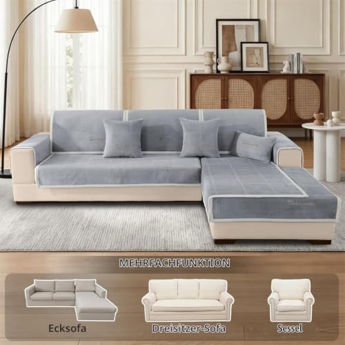 LINGKY Sofa Überzug Dicke Plüsch Sofabezug, Grau, 90x160cm – Ansicht 2