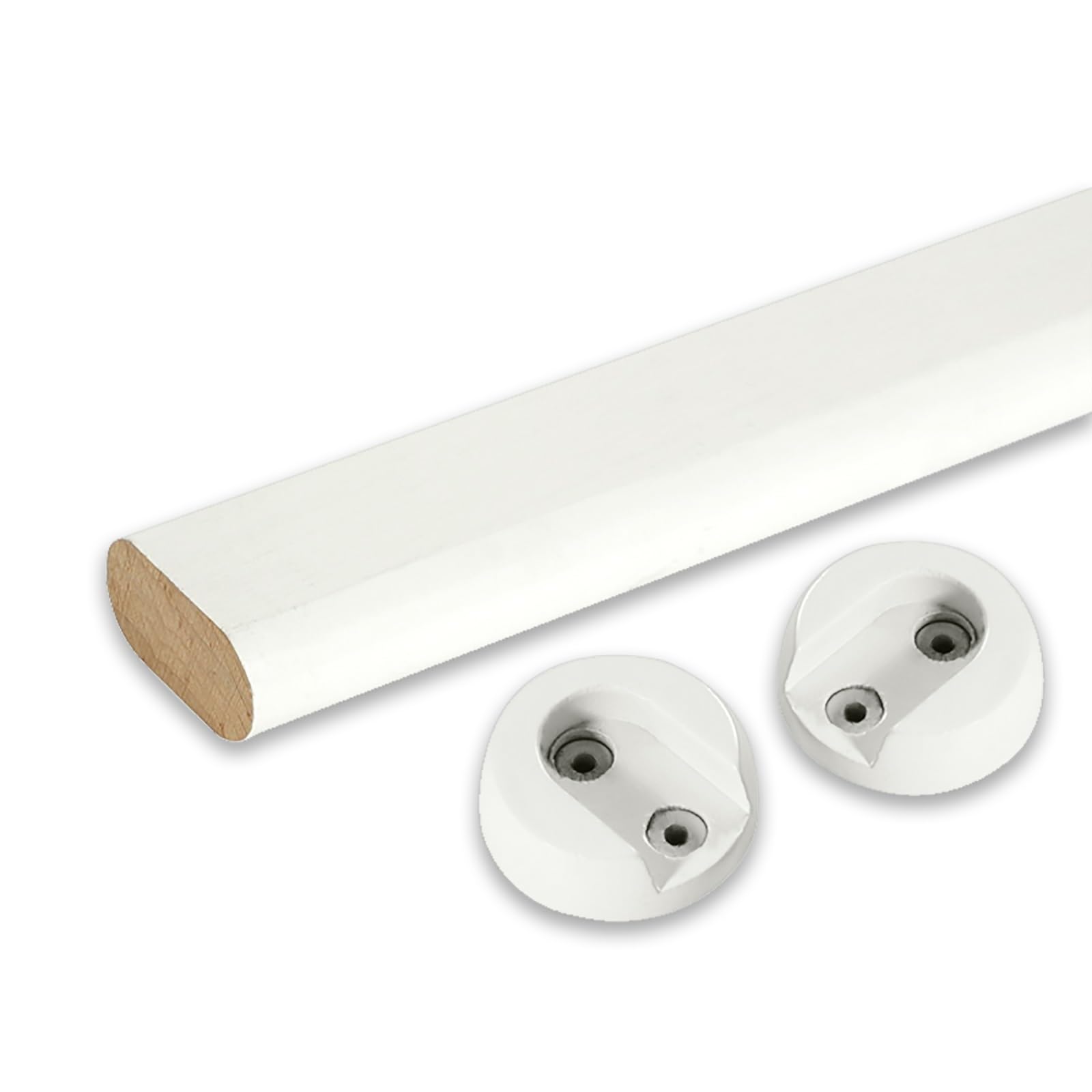 YXXSDP Tubo Asta Barra Appendiabiti Asta Appendiabiti, Appendiabiti per Lavanderia, Robusto e Durevole Appendiabiti in Legno massello lucidato, Facile da installare, salvaspazio(White,50cm/20in)