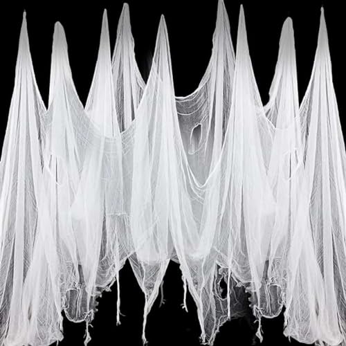 Niurui Halloween White Creepy Cloth 315 x 79 Inch Spooky Gauze Clothes Halloween Scary Decoration for Haunted Houses Party Supplies Indoor Outdoor