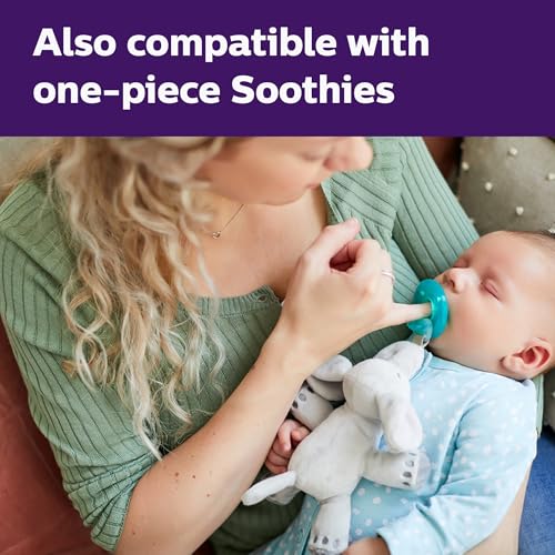 Image of Philips AVENT Ultra Soft Snuggle Pacifier Holder with Detachable Pacifier, 0-6m, Elephant, SCF348 /03
