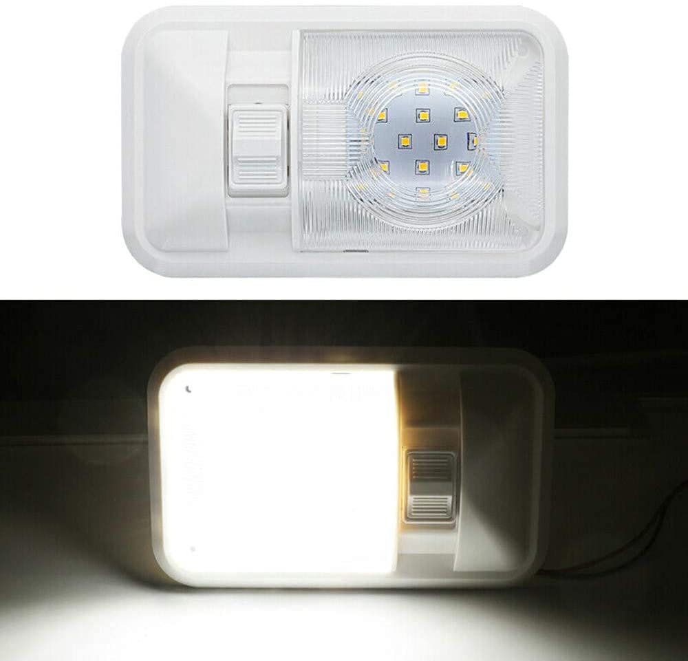 Lámpara de techo LED Baceyong de 12 V, adecuada para autocaravana, barco, remolque, con interruptor de encendido/apagado, blanco (1 juego)