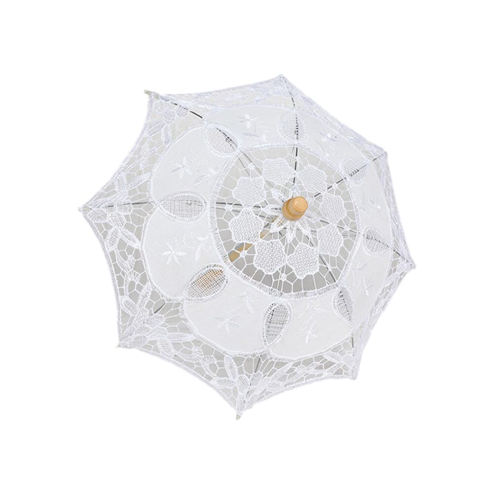 Parapluie De Mariée Dentelle Blanche - Accessoire Décoratif Romantique Pour Cérémonie Et Photos