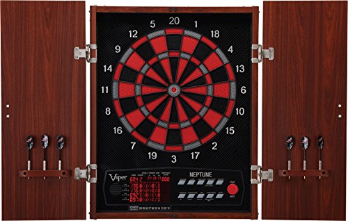 Viper Neptune Electronic Dartboard Cabinet Combo with Auto-Scoring and 55+ Games - 16 Player Soft Tip Darts Set